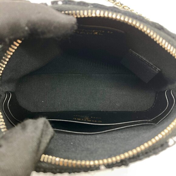 Chanel Tweed Quilted Mini Clutch With Chain Black White - Picture 9 of 9